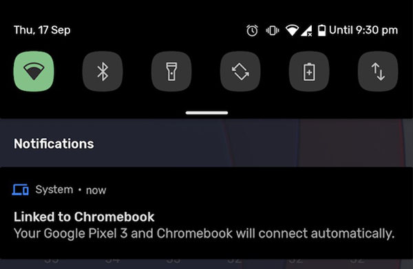 Bạn sẽ nhận được một cảnh báo trên Chromebook và điện thoại Android có kết nối cả hai thiết bị.